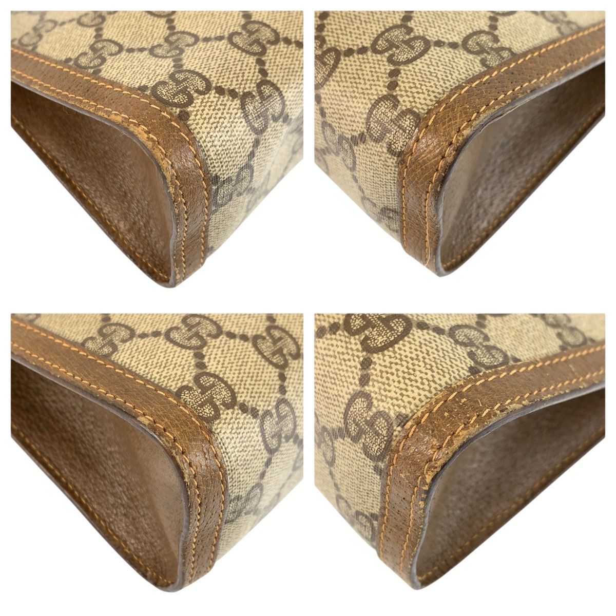Gucci Vintage Sherry Line Beige GG Supreme Canvas Clutch — view 4