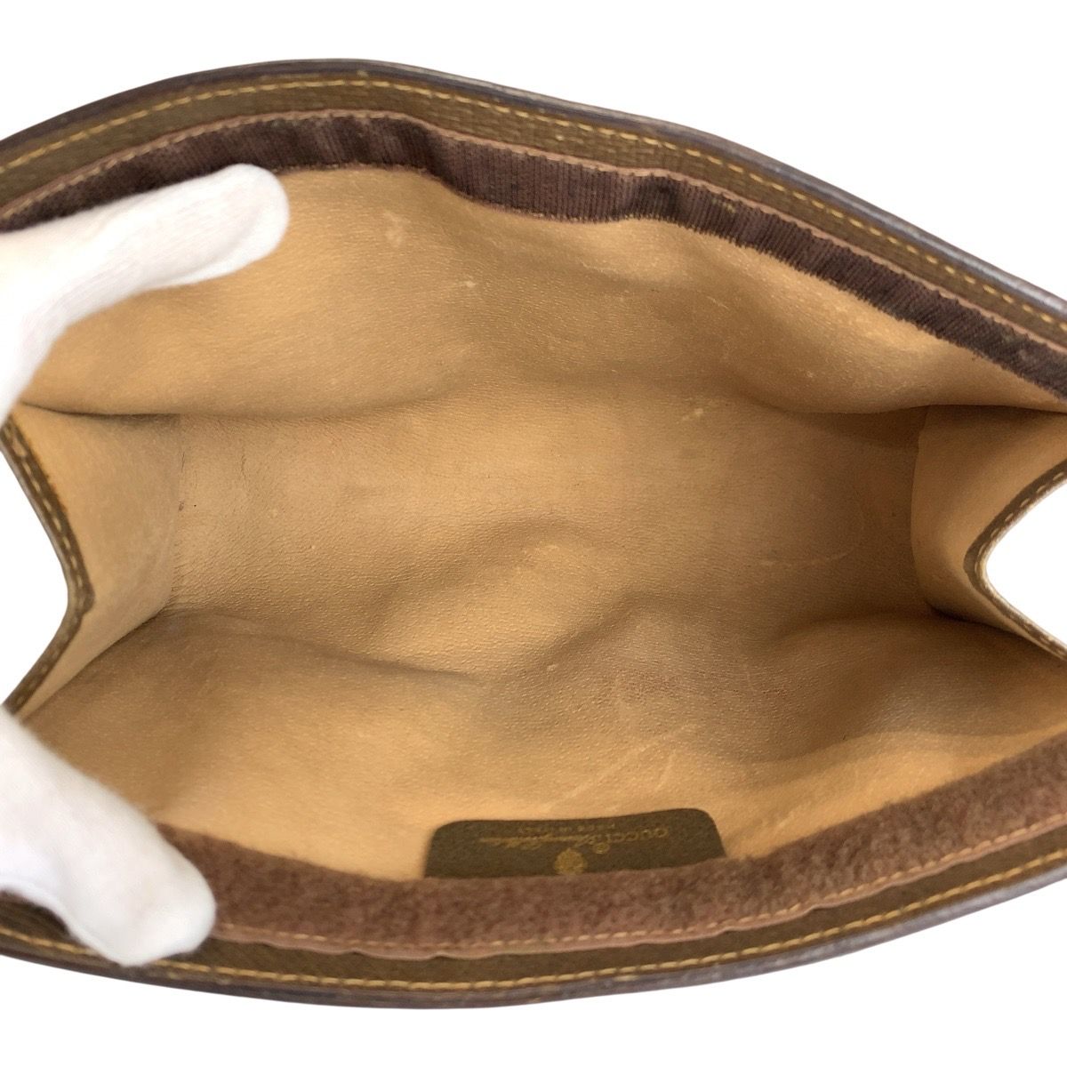 Gucci Vintage Sherry Line Beige GG Supreme Canvas Clutch — view 8