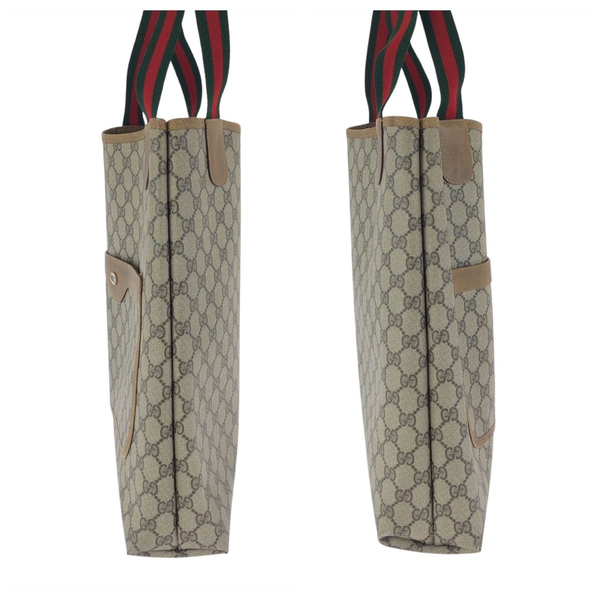 Gucci Vintage Sherry Line Beige Gray GG Supreme Canvas Tote Shoulder Bag — view 8