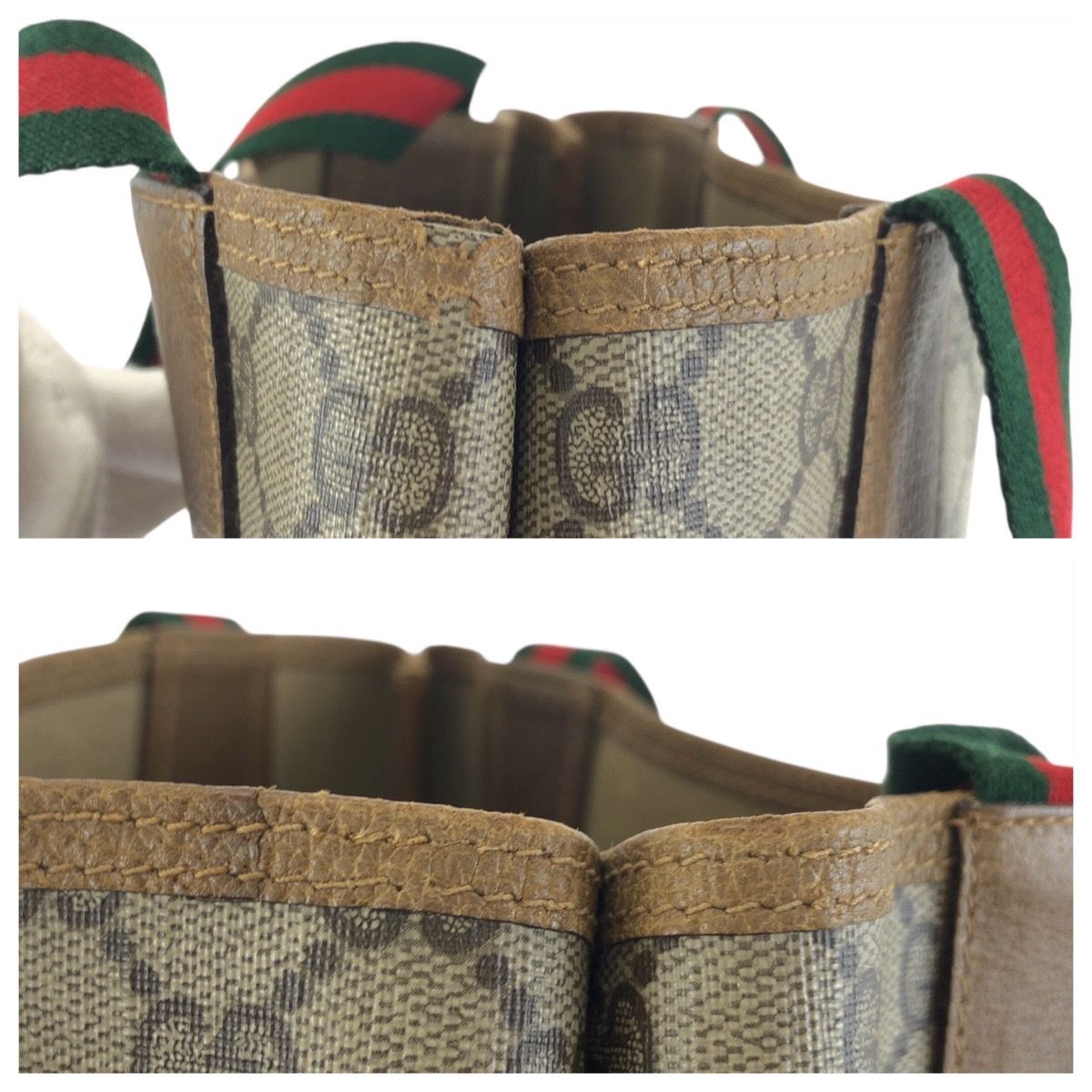 Gucci Vintage Sherry Line Beige Gray GG Supreme Canvas Tote Shoulder Bag — view 5