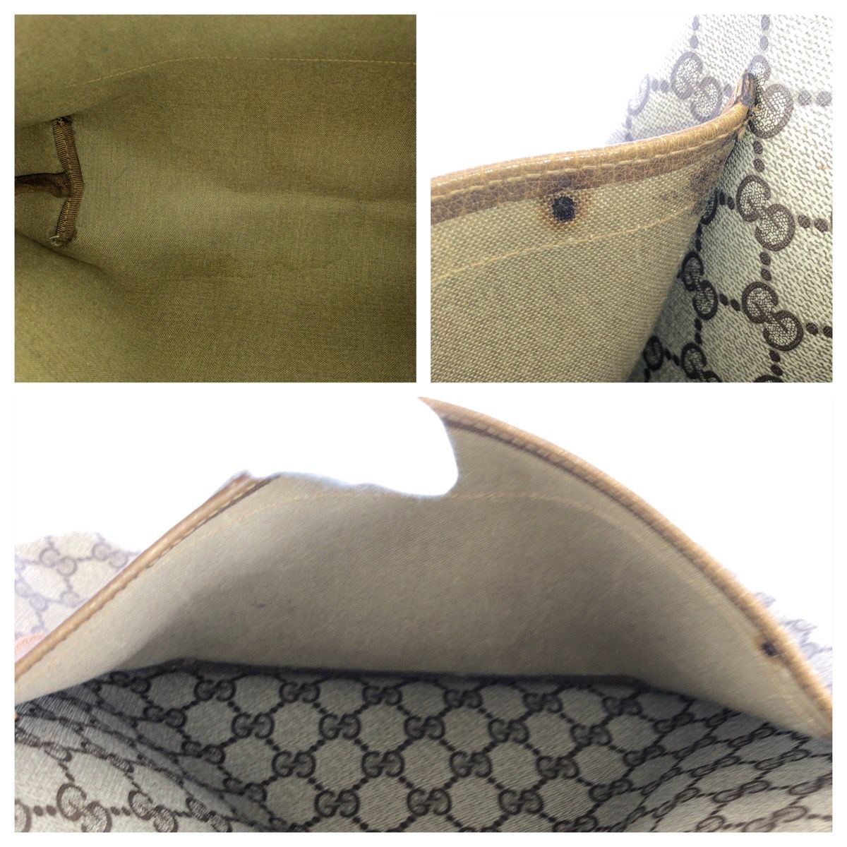 Gucci Vintage Sherry Line Beige Gray GG Supreme Canvas Tote Shoulder Bag — view 6