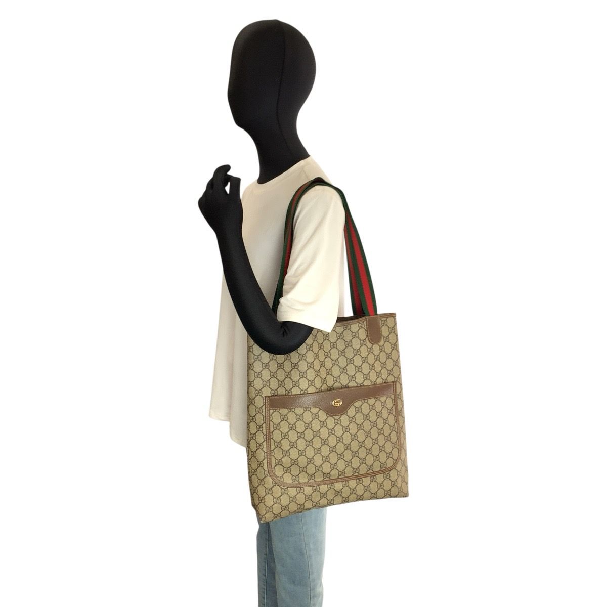 Gucci Sherry Line Beige GG Supreme Canvas 002 58 Tote Shoulder Bag — view 6