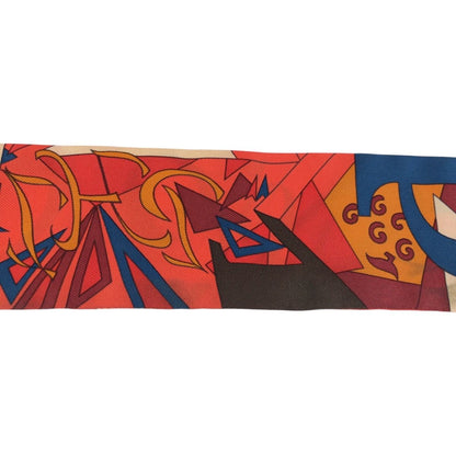 Hermes le Nombre D or D'or Yellow Gold Number Multicolor Silk Scarf Ribbon — view 7