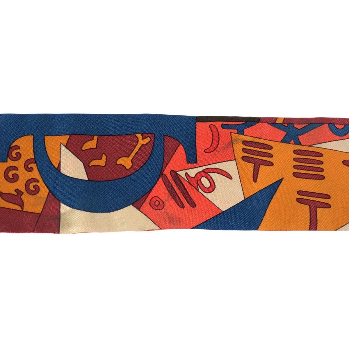 Hermes le Nombre D or D'or Yellow Gold Number Multicolor Silk Scarf Ribbon — view 8