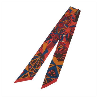 Hermes le Nombre D or D'or Yellow Gold Number Multicolor Silk Scarf Ribbon — view 4