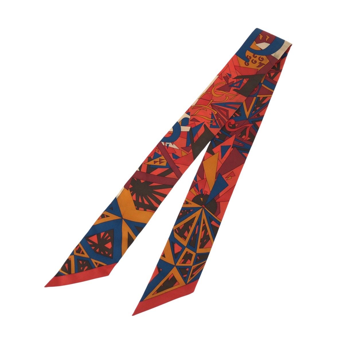 Hermes le Nombre D or D'or Yellow Gold Number Multicolor Silk Scarf Ribbon — view 2
