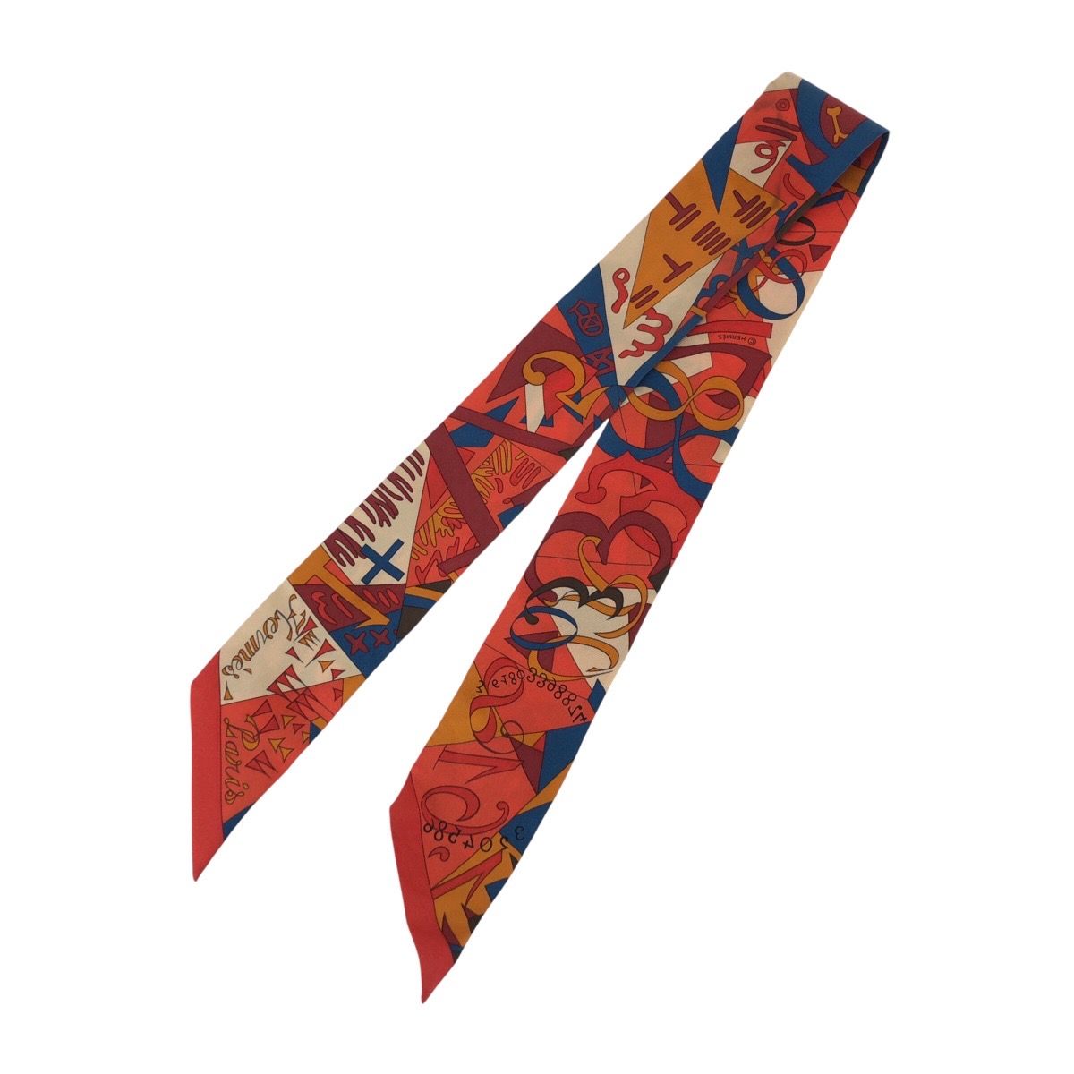 Hermes le Nombre D or D'or Yellow Gold Number Multicolor Silk Scarf Ribbon
