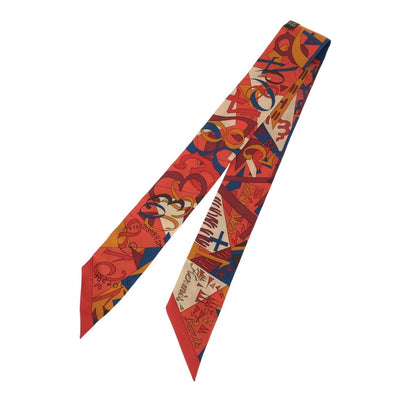 Hermes le Nombre D or D'or Yellow Gold Number Multicolor Silk Scarf Ribbon — view 3
