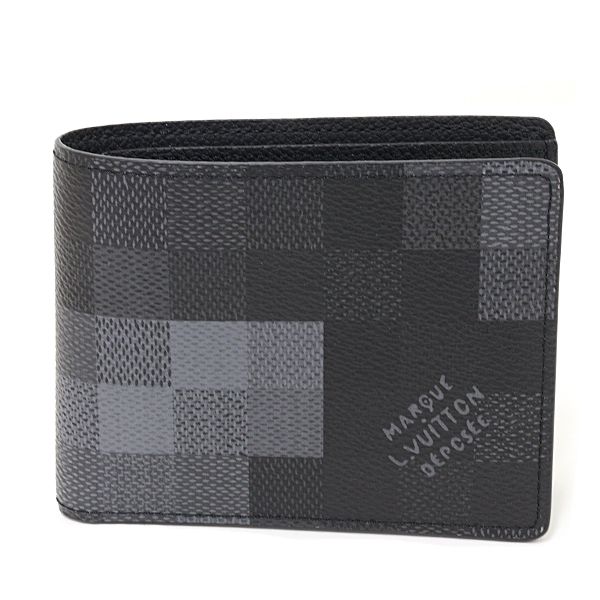 Louis Vuitton Portefeuille Calf Damoflage Black Canvas Noir Wallet
