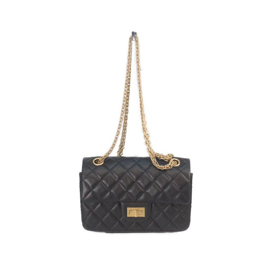 Chanel Black Vintage Calf Gold Quilted 2.55 Mini Chain Handbag