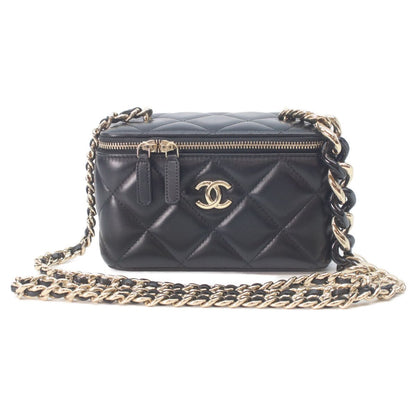 Chanel Black Lambskin Gold Big Chain Shoulder Vanity