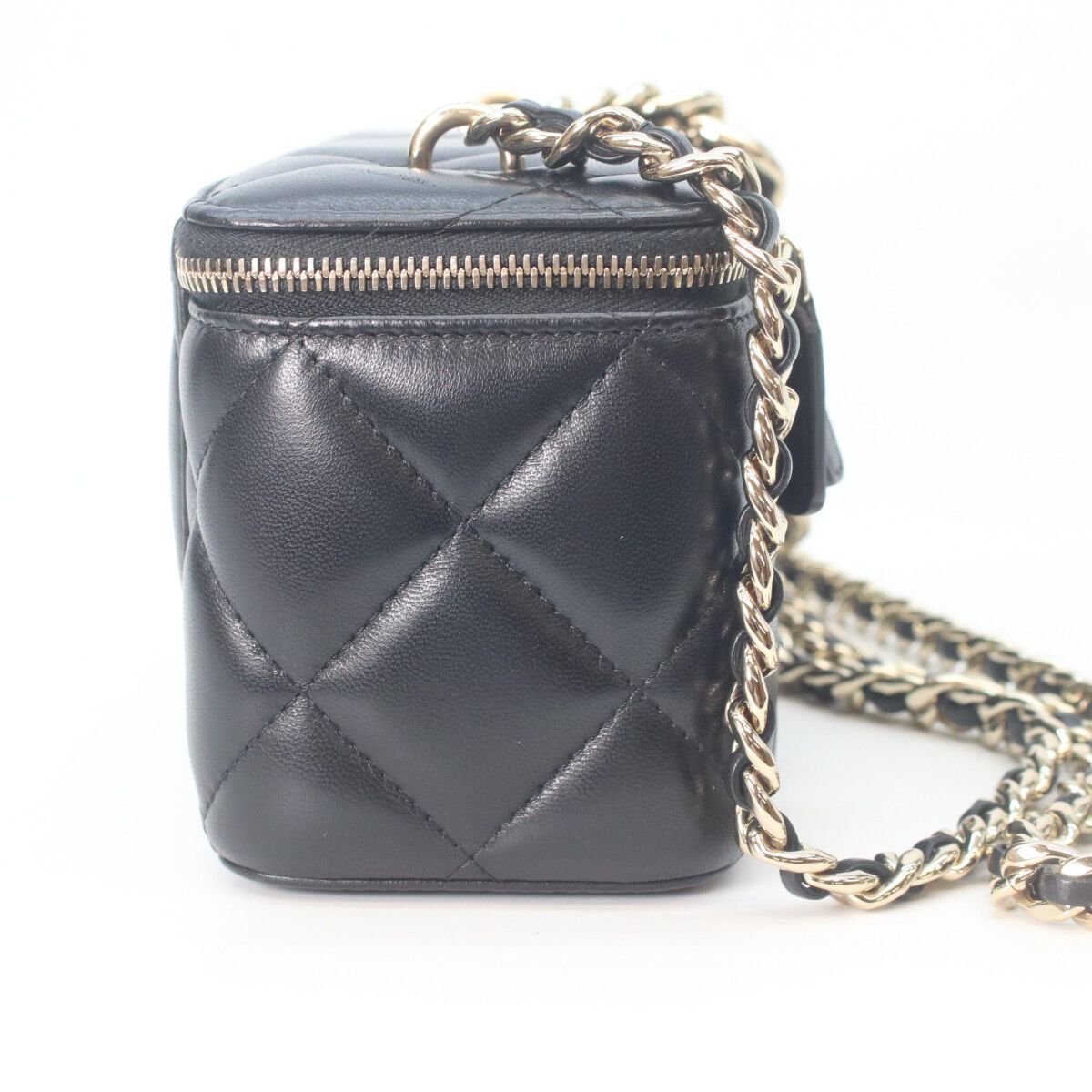 Chanel Black Lambskin Gold Big Chain Shoulder Vanity — view 4