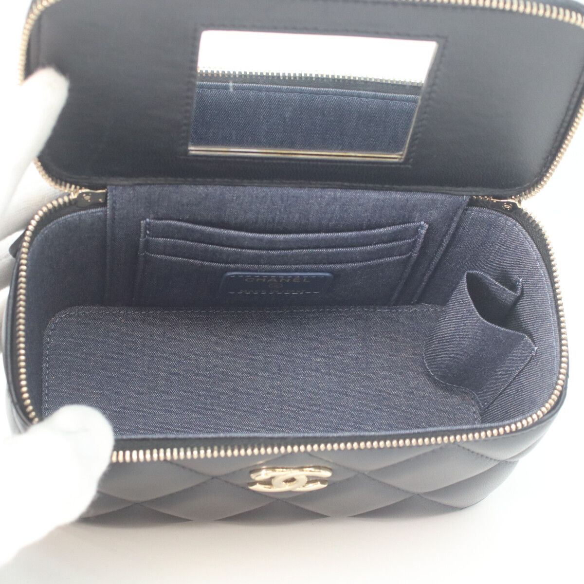Chanel Black Lambskin Gold Big Chain Shoulder Vanity — view 9