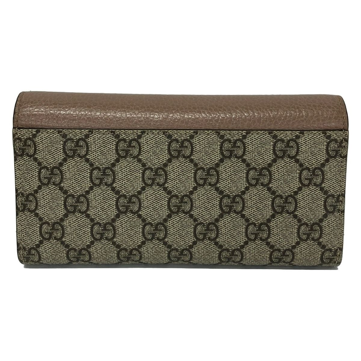 Gucci Wallet GG Marmont Pink Beige Ivory Dark Brown Leather — view 2