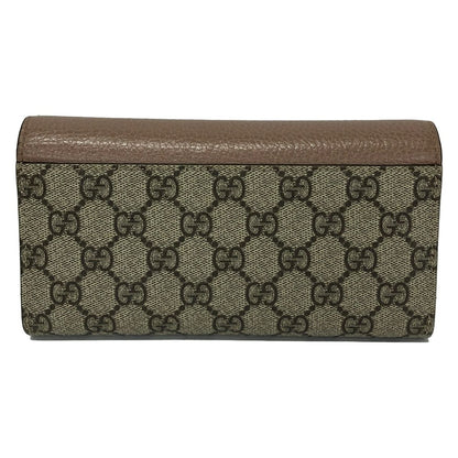 Gucci Wallet GG Marmont Pink Beige Ivory Dark Brown Leather — view 2