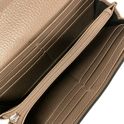 Gucci Wallet GG Marmont Pink Beige Ivory Dark Brown Leather — view 3