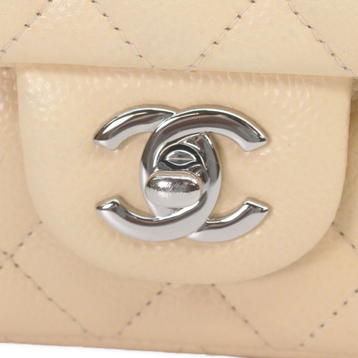 Chanel Beige Caviar Silver Mini Quilted 20 Shoulder Bag — view 3