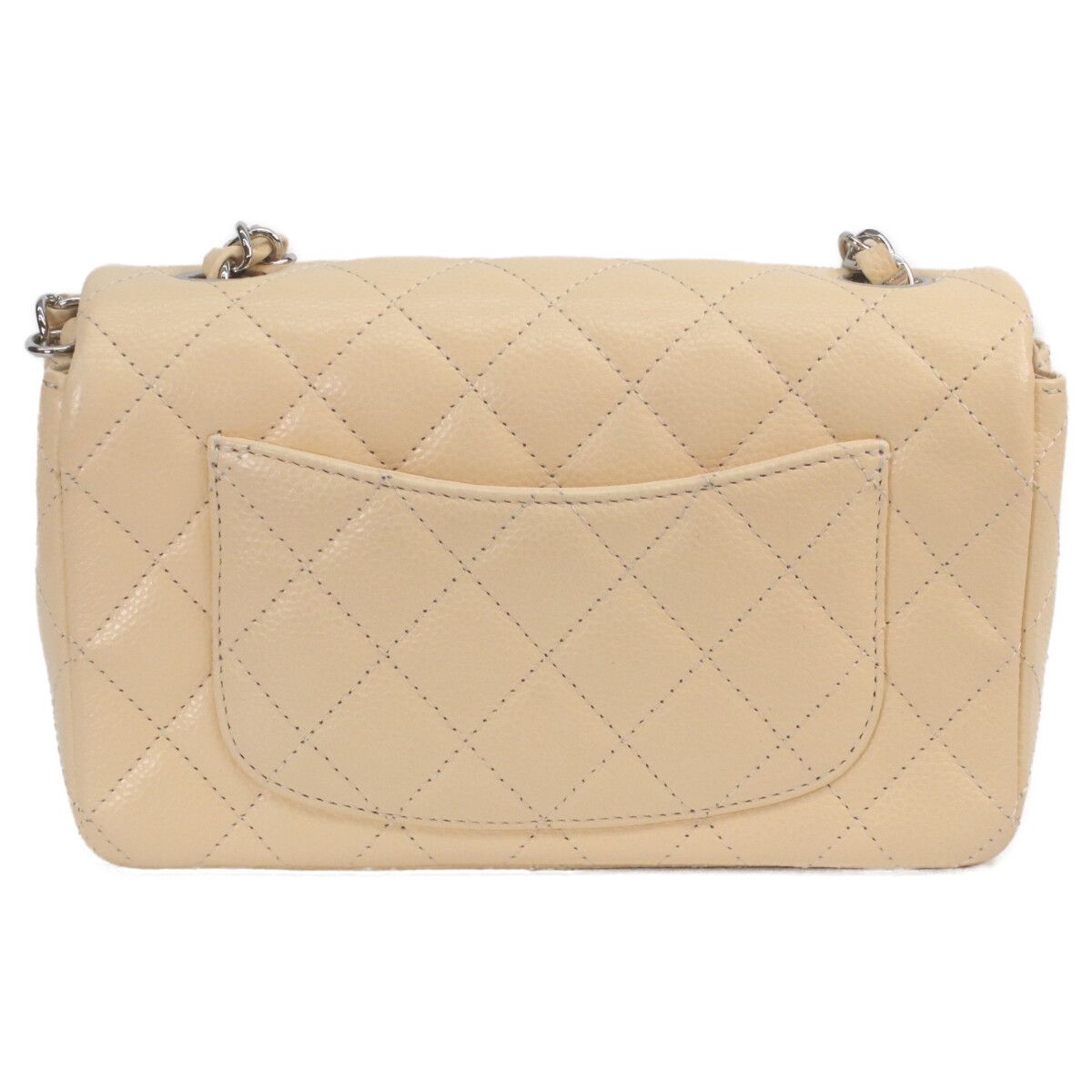 Chanel Beige Caviar Silver Mini Quilted 20 Shoulder Bag — view 6