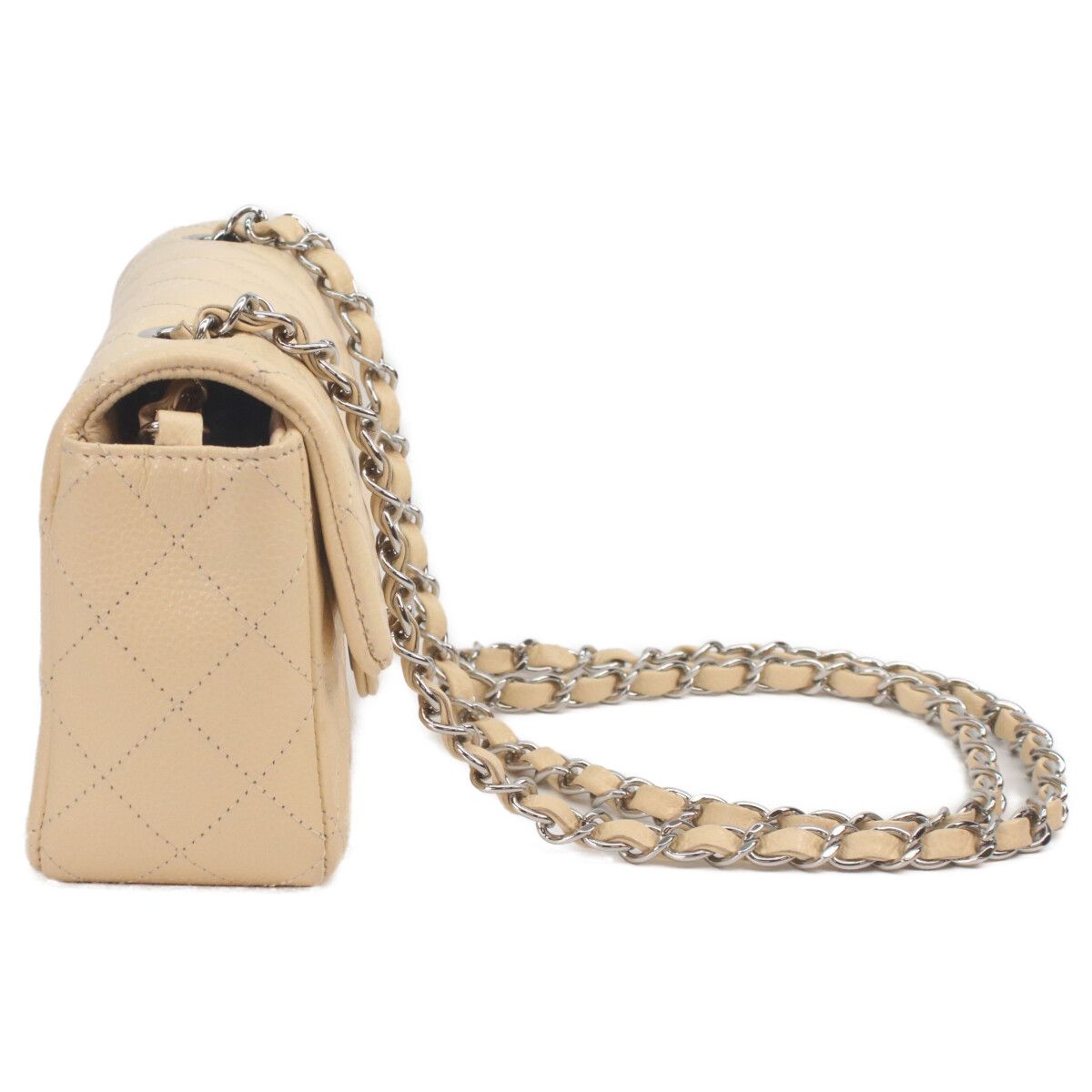 Chanel Beige Caviar Silver Mini Quilted 20 Shoulder Bag — view 2