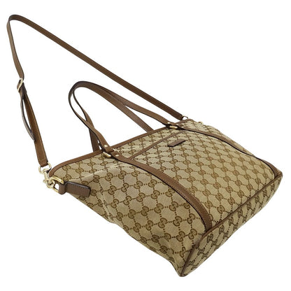 Gucci Tote Shoulder Bag 2-Way GG Canvas Beige Brown — view 4