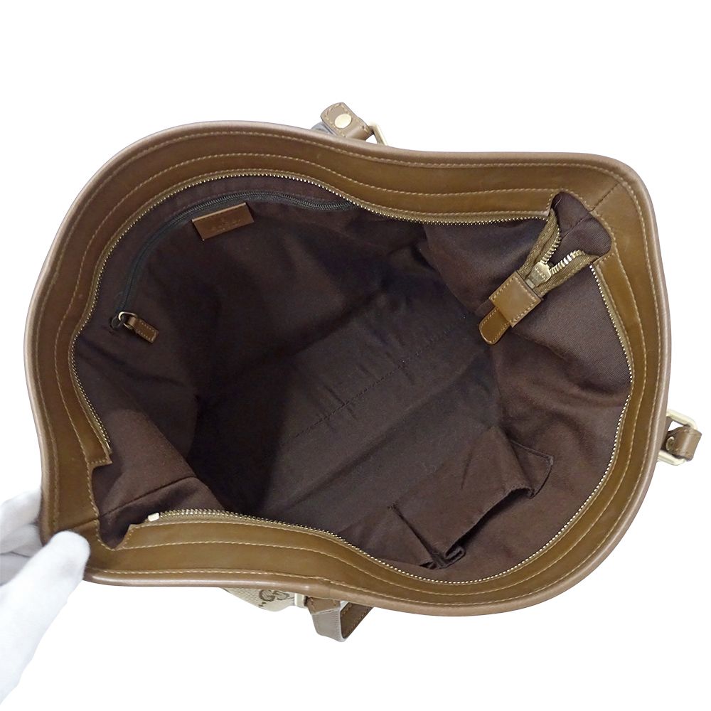 Gucci Tote Shoulder Bag 2-Way GG Canvas Beige Brown — view 5