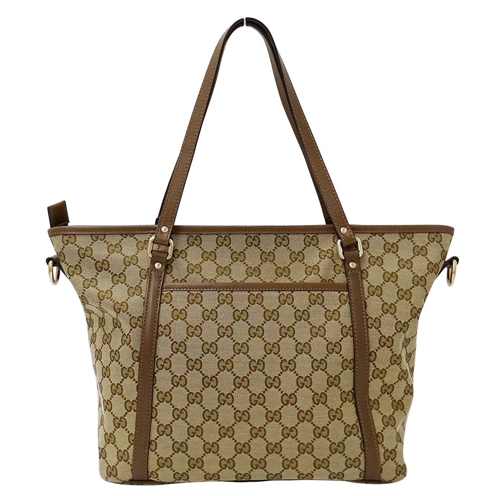 Gucci Tote Shoulder Bag 2-Way GG Canvas Beige Brown — view 2