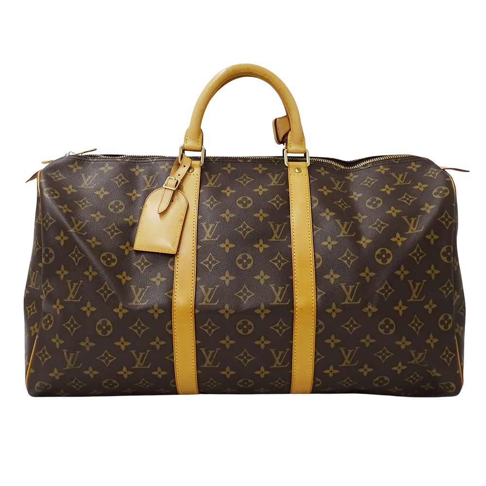 Louis Vuitton Monogram Boston Bag Keepall 50 Brown Large Travel