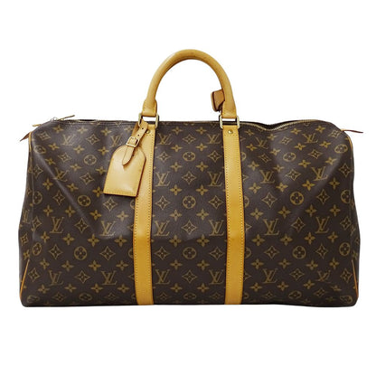 Louis Vuitton Monogram Boston Bag Keepall 50 Brown Large Travel