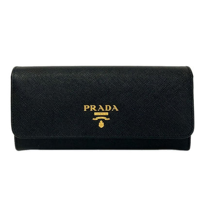 Prada Wallet Black Hibiscus Inside Multicolor Leather