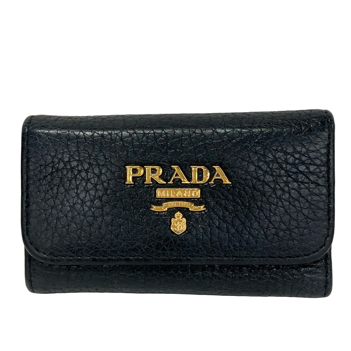 Prada Key Case Black 6 Hooks Leather Key Holder