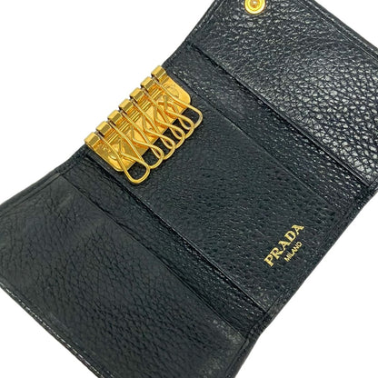 Prada Key Case Black 6 Hooks Leather Key Holder — view 3