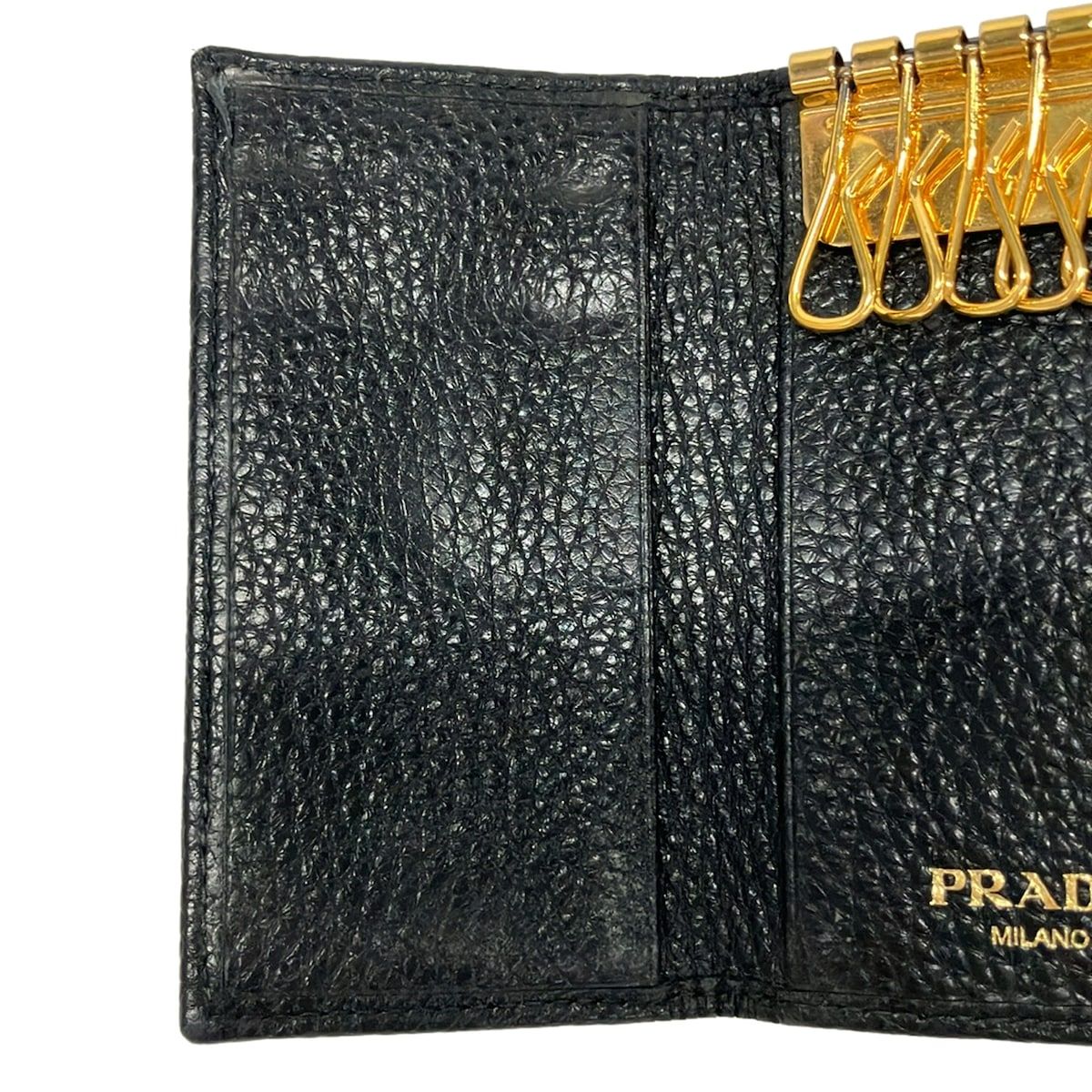Prada Key Case Black 6 Hooks Leather Key Holder — view 6