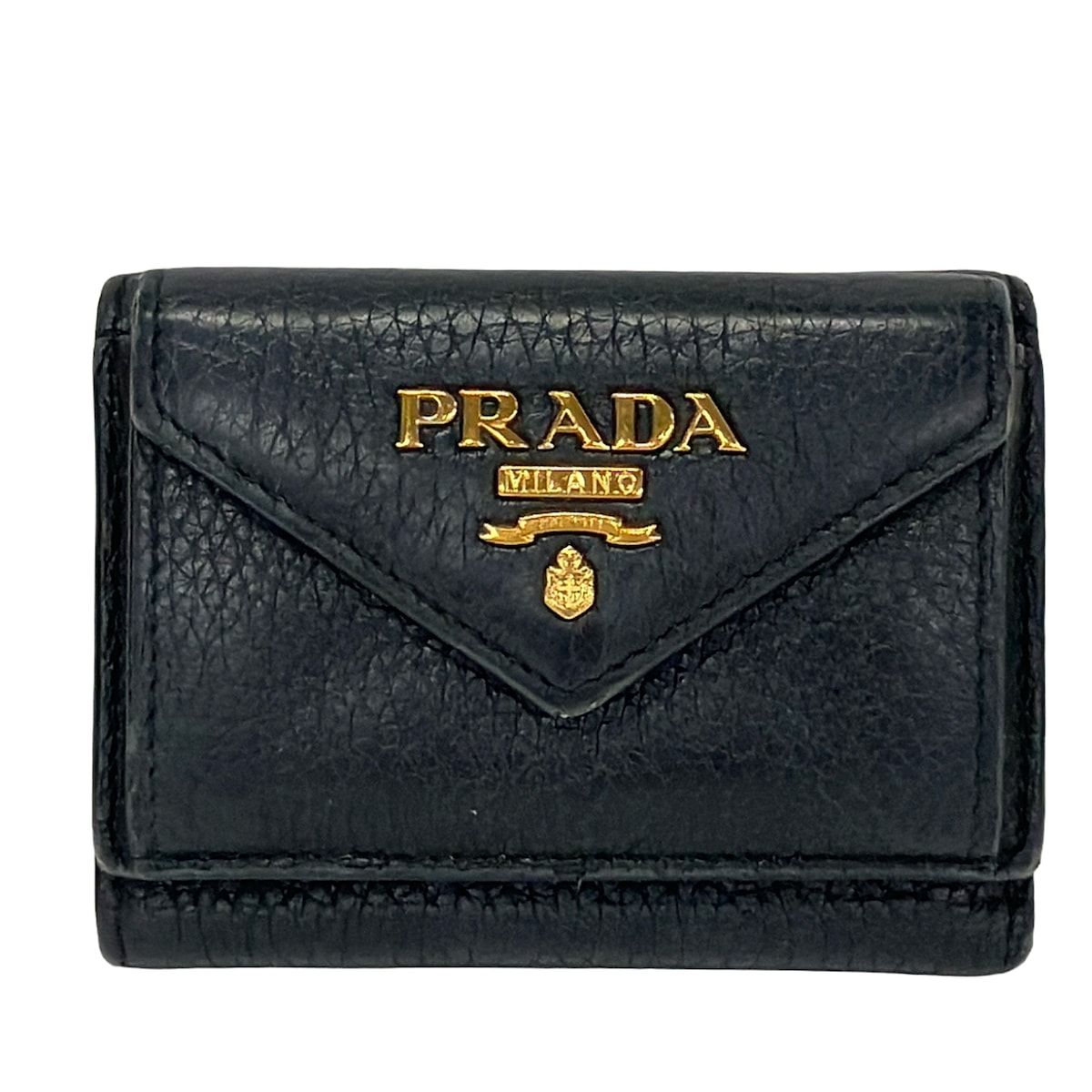 Prada Trifold Wallet Black Leather