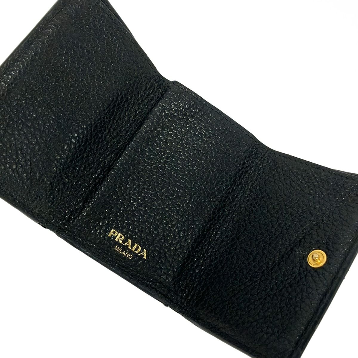 Prada Trifold Wallet Black Leather — view 3