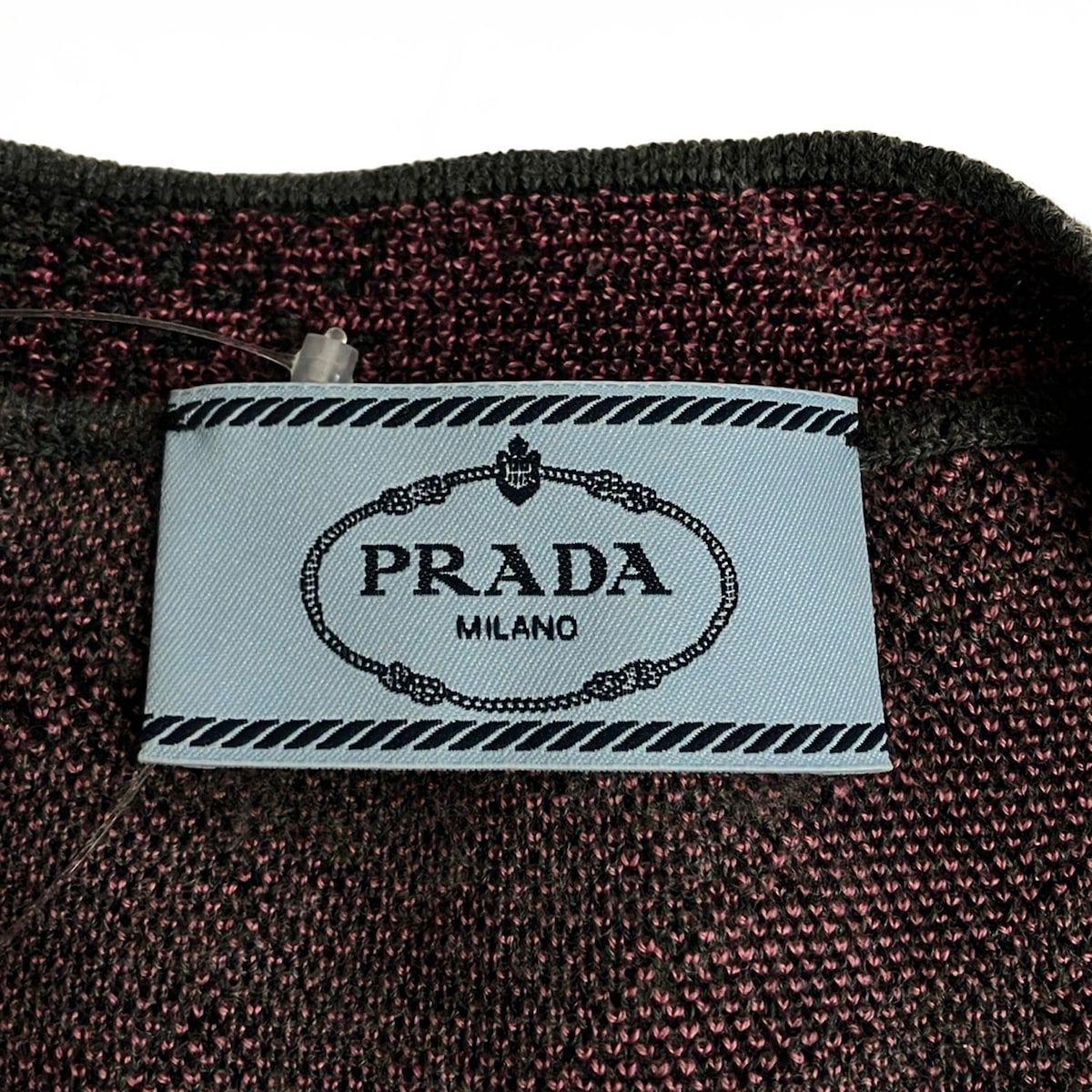 Prada Cardigan 38 S Gray Pink Black Long Sleeve — view 3