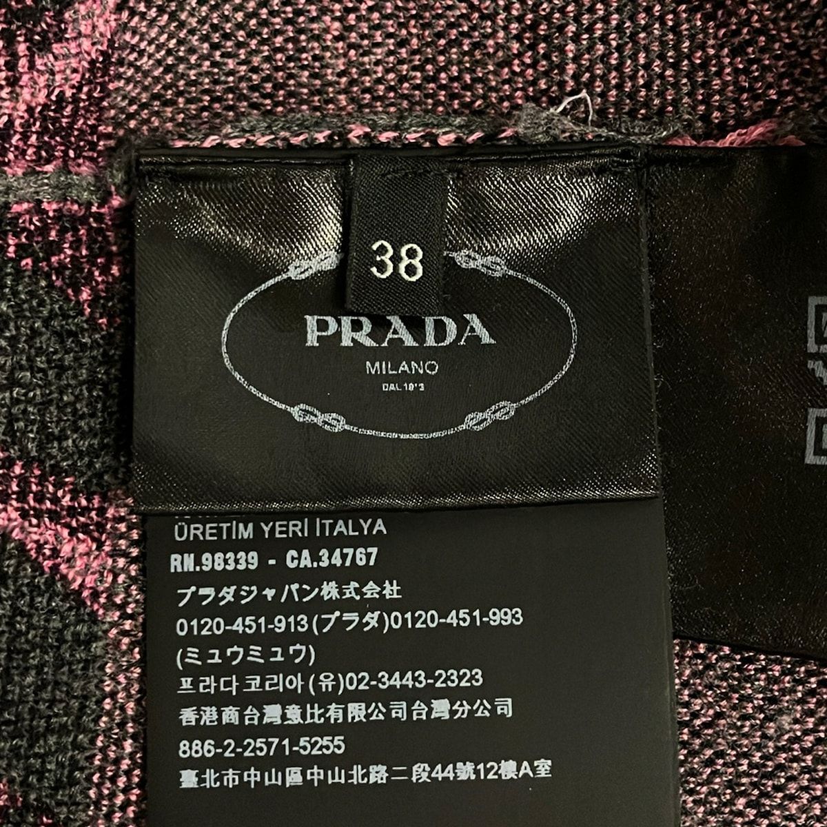 Prada Cardigan 38 S Gray Pink Black Long Sleeve — view 5