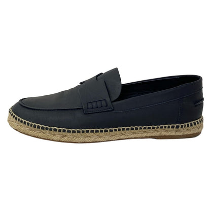 Hermes Slip on 40 Trip Dark Navy Espadrilles Linen Leather Slipper