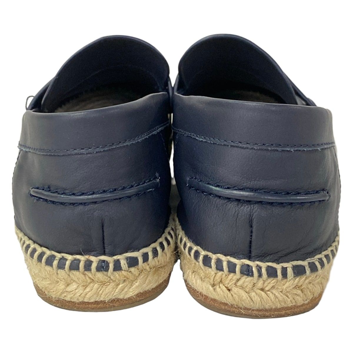 Hermes Slip on 40 Trip Dark Navy Espadrilles Linen Leather Slipper — view 3