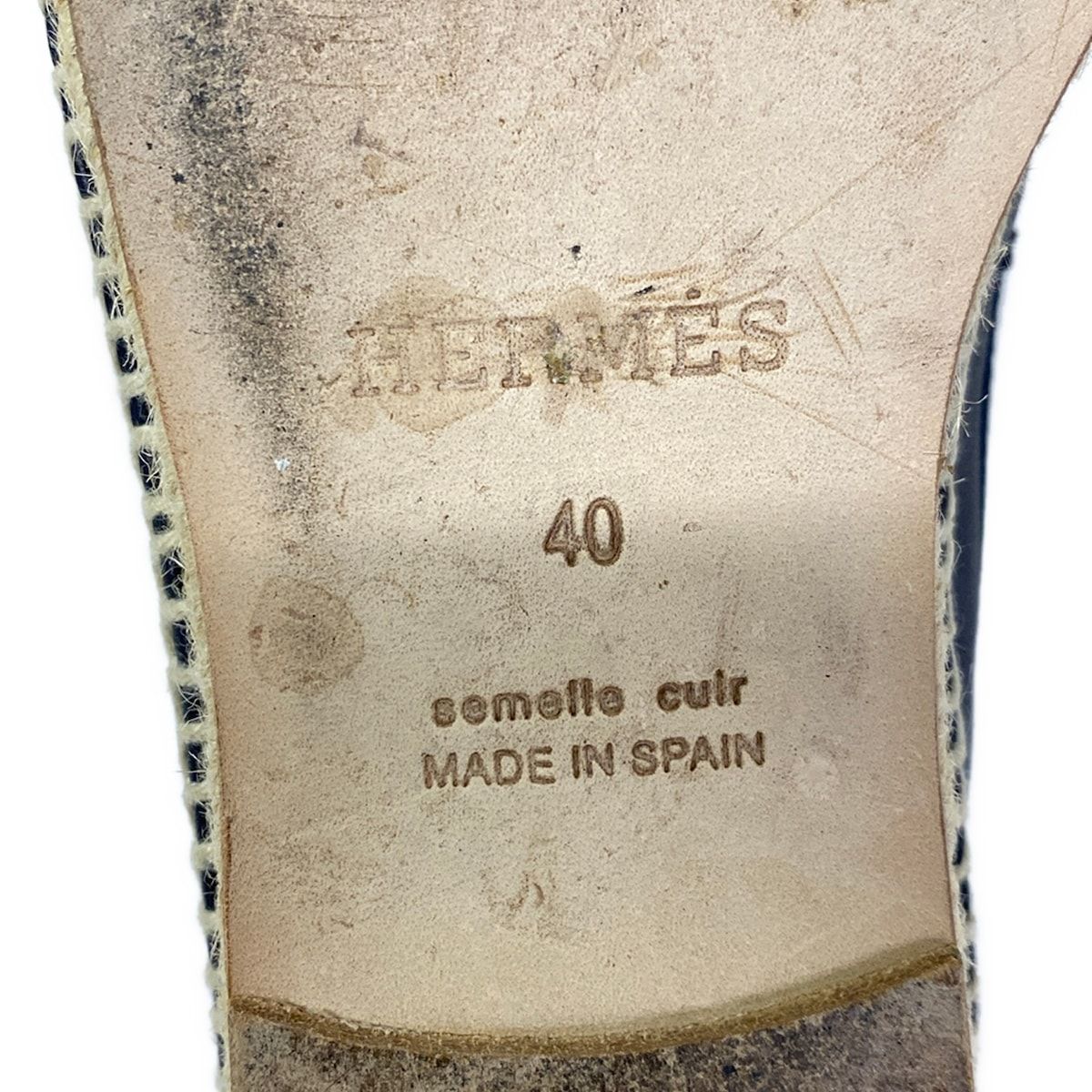 Hermes Slip on 40 Trip Dark Navy Espadrilles Linen Leather Slipper — view 6