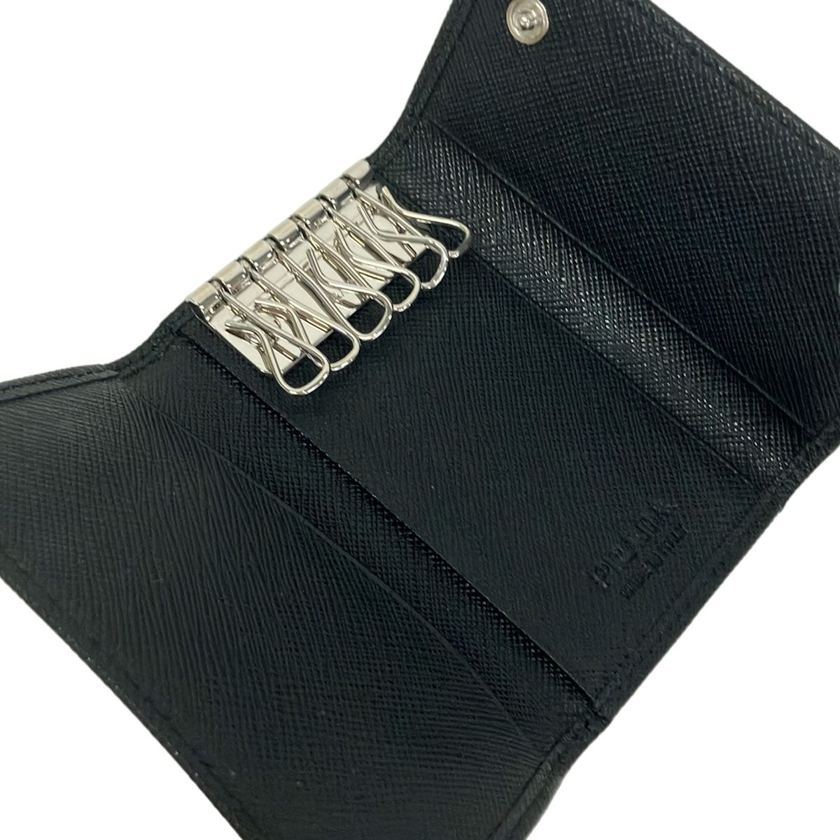 Prada Key Case Black 6 Hooks Leather Key Holder — view 3