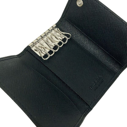 Prada Key Case Black 6 Hooks Leather Key Holder — view 3