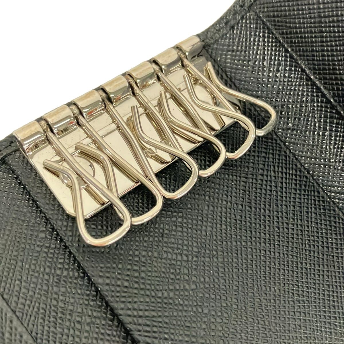 Prada Key Case Black 6 Hooks Leather Key Holder — view 4