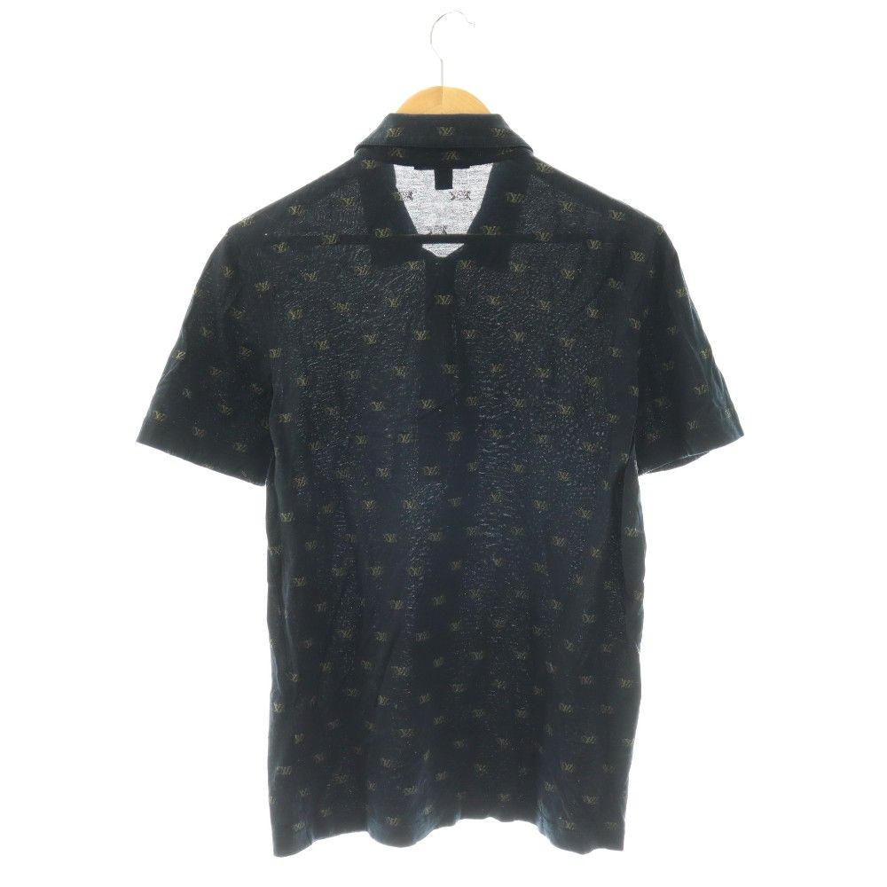 Louis Vuitton Polo Shirt Short Sleeve Monogram Logo All Over Pattern L Black — view 2