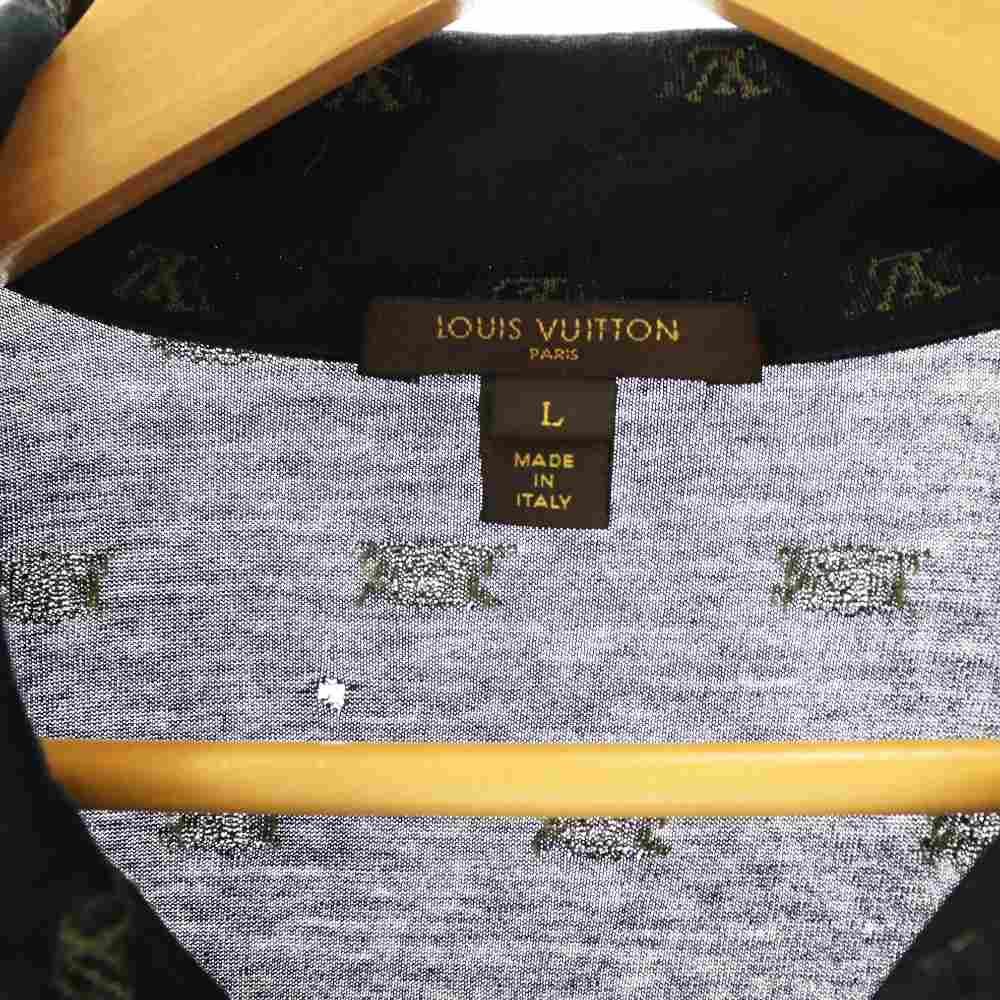 Louis Vuitton Polo Shirt Short Sleeve Monogram Logo All Over Pattern L Black — view 5