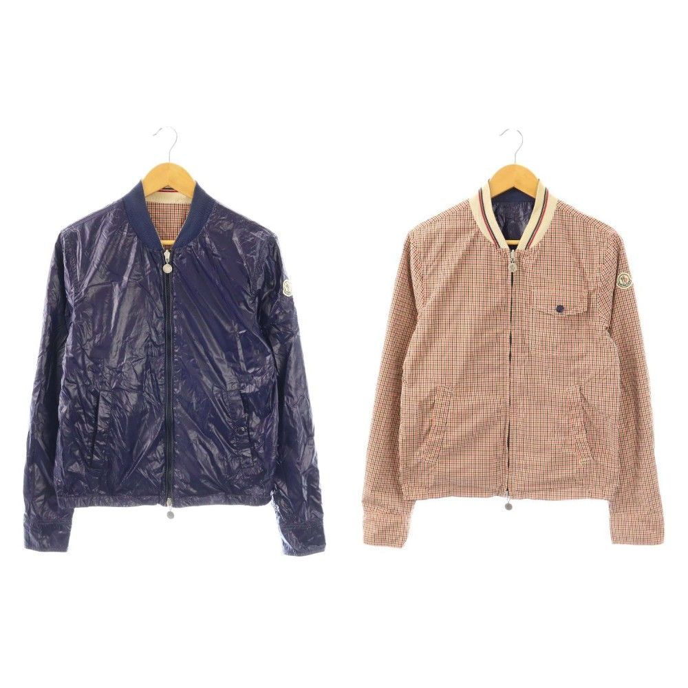 Moncler Reversible Jacket Nylon Check Pattern 2 Ivory Red Navy DO