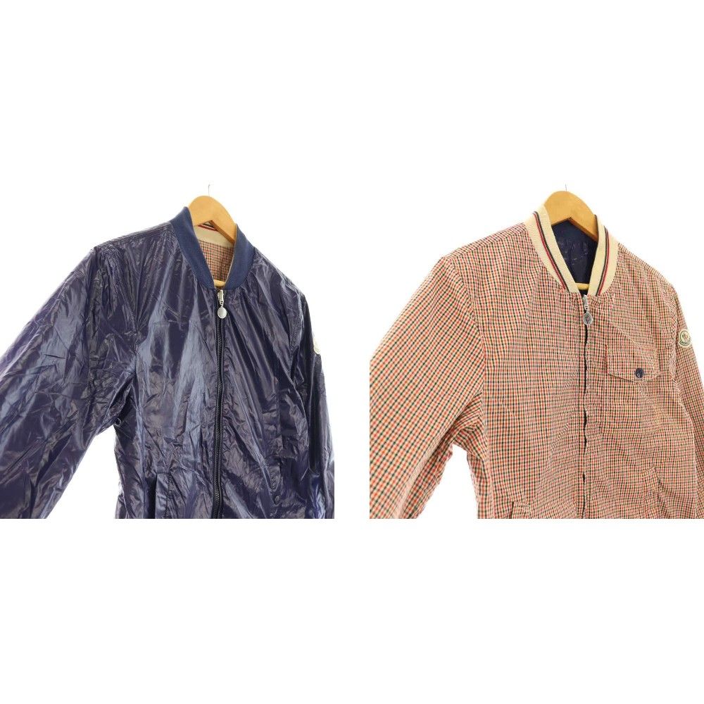Moncler Reversible Jacket Nylon Check Pattern 2 Ivory Red Navy DO — view 3