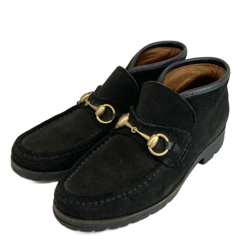 Gucci Chukka Boots Suede Horsebit Gold 36 Black