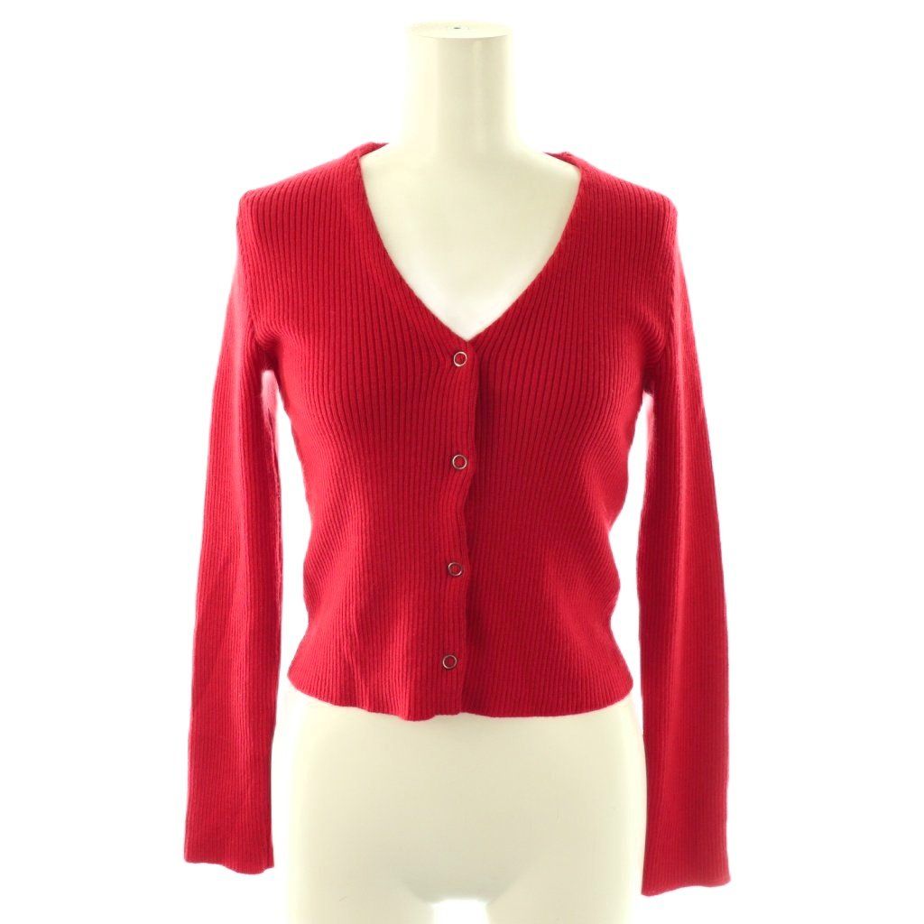 Miu Miu Miu Rib Knit Cardigan Neck Wool 40 Red DF