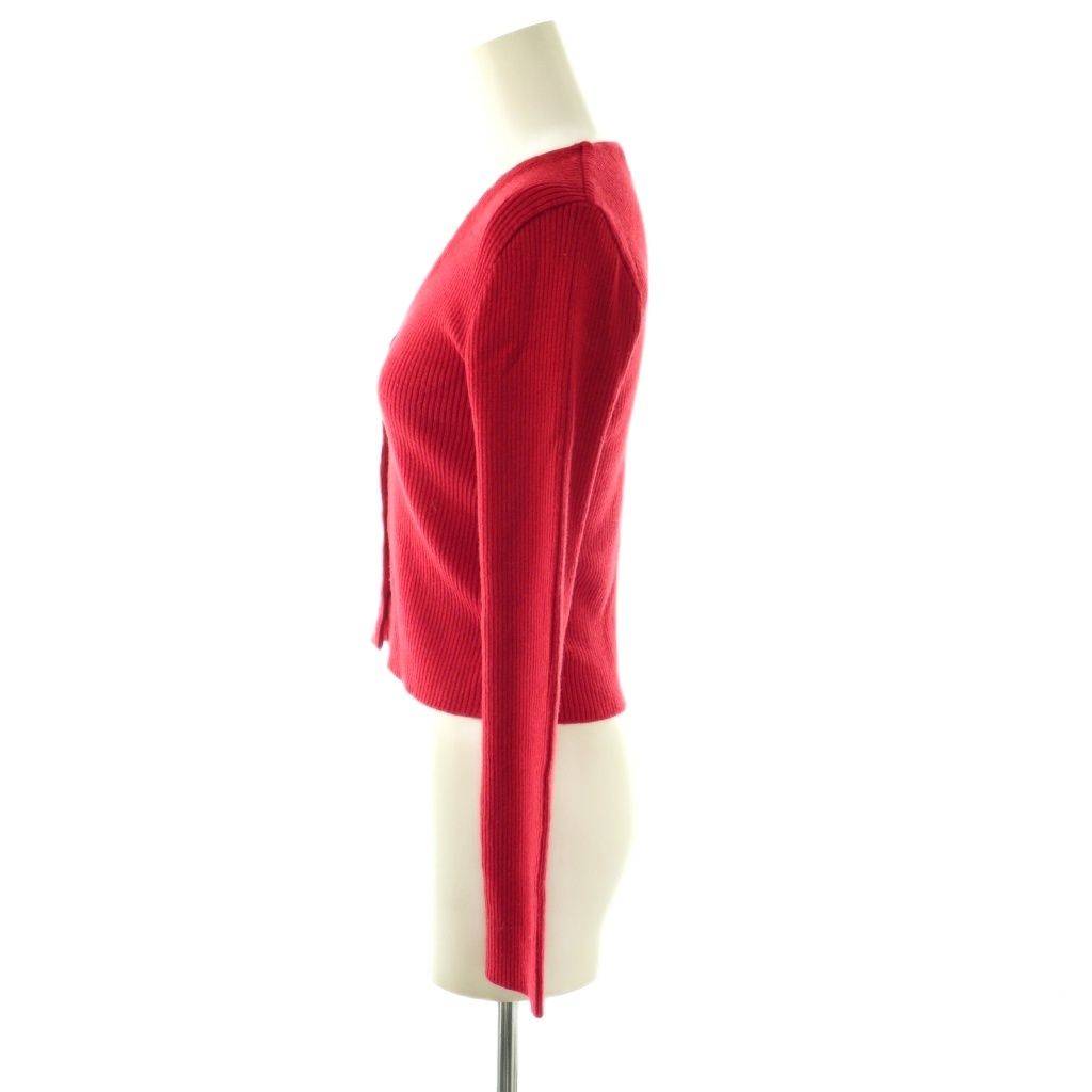 Miu Miu Miu Rib Knit Cardigan Neck Wool 40 Red DF — view 3