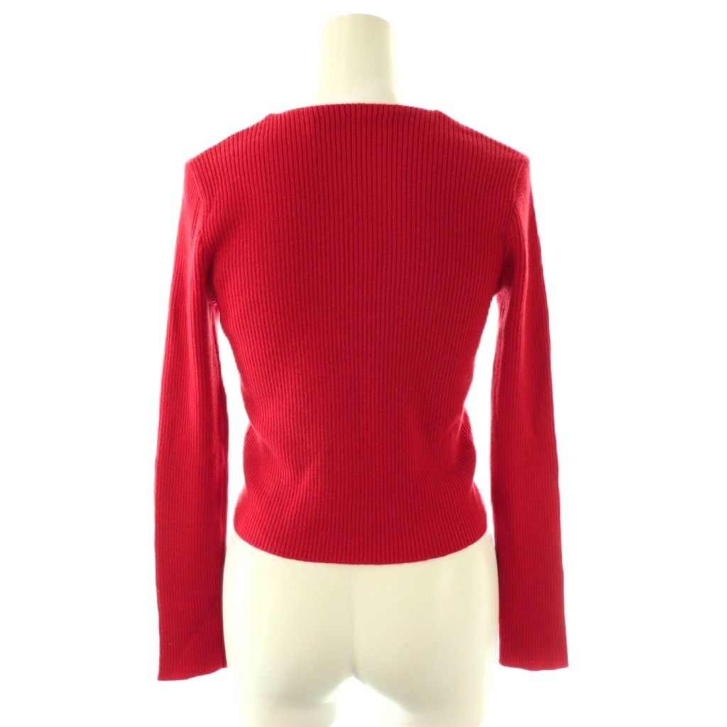 Miu Miu Miu Rib Knit Cardigan Neck Wool 40 Red DF — view 2